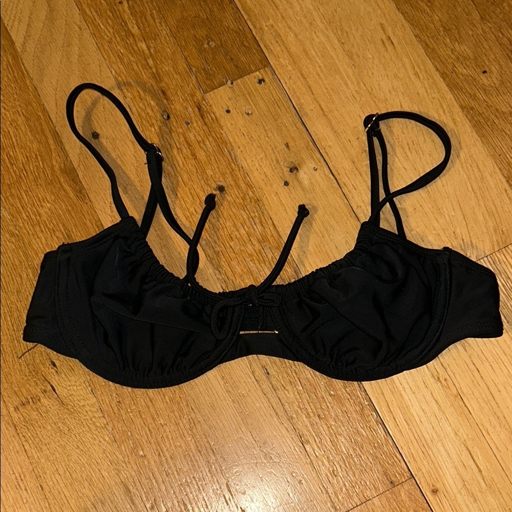 ♡ women’s bow adjustable tie and clasp black bikini top